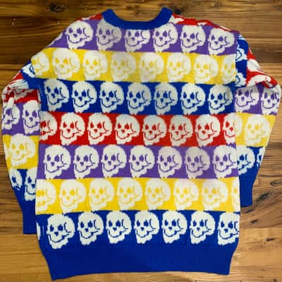 Rick Nielsen of Cheap Trick,  Rick Owned, Multi Color Skull Sweater, 1988 image 2