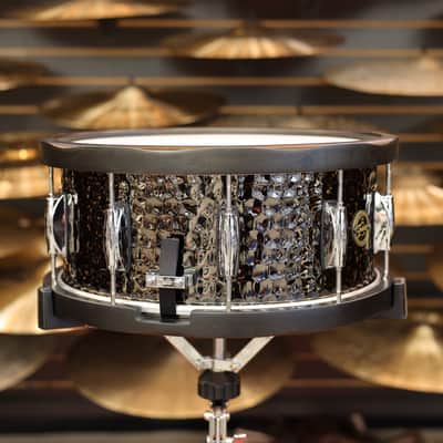 Gretsch 6.5x14 Hammered Black Steel Wood Hoop Snare Drum image 2