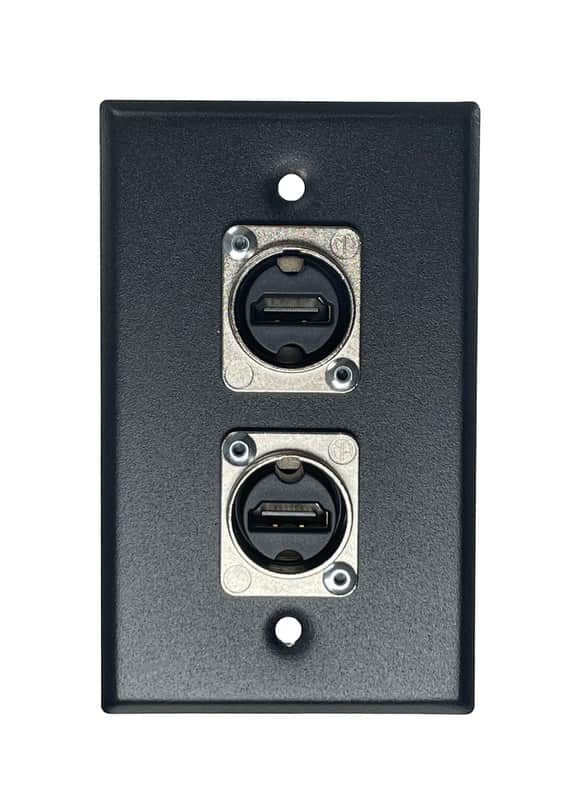 PROCRAFT SPL-2NHDMI-BK 1 Gang Black Wall Plate Loaded w/ 2) Neutrik HDMI Feed/Pass Thru image 1
