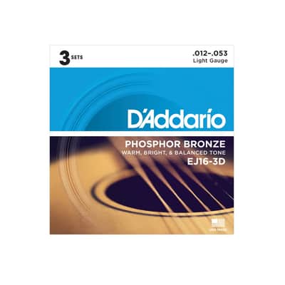 D'Addario EJ16 Phosphor Bronze Acoustic Guitar Strings, Light, 12-53 image 2