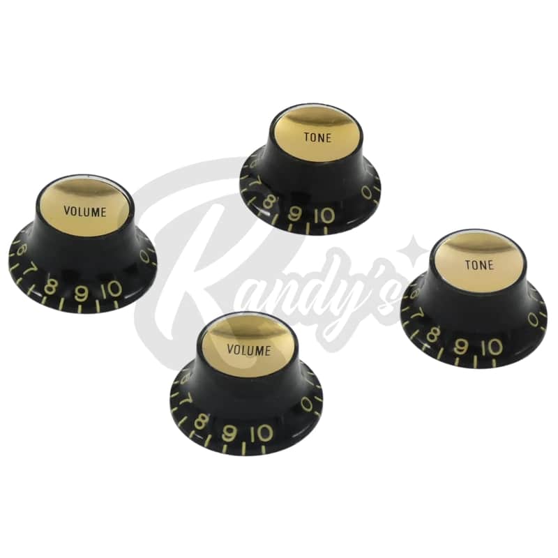 Advanced Plating 3022-23N Historic CAB Top Hat Reflector Knobs - Tone & Volume (4-Pack) - Fits Gibson®-Black w/ Gold Inserts / Black w/ Gold Inserts image 1