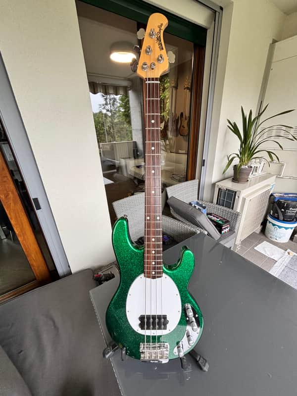 2002 Ernie Ball Music Man Stingray  - Green Sparkly image 1