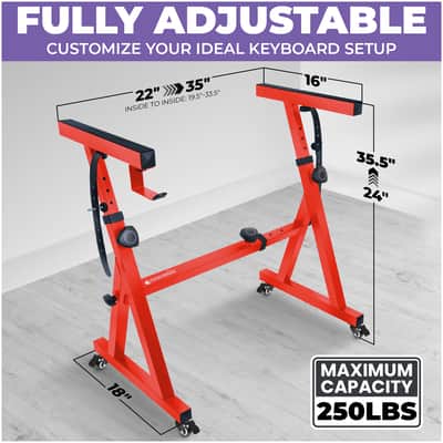 Liquid Stands Red Piano Keyboard Stand - X Style Adjustable & Portable Music Stand (Red) image 2