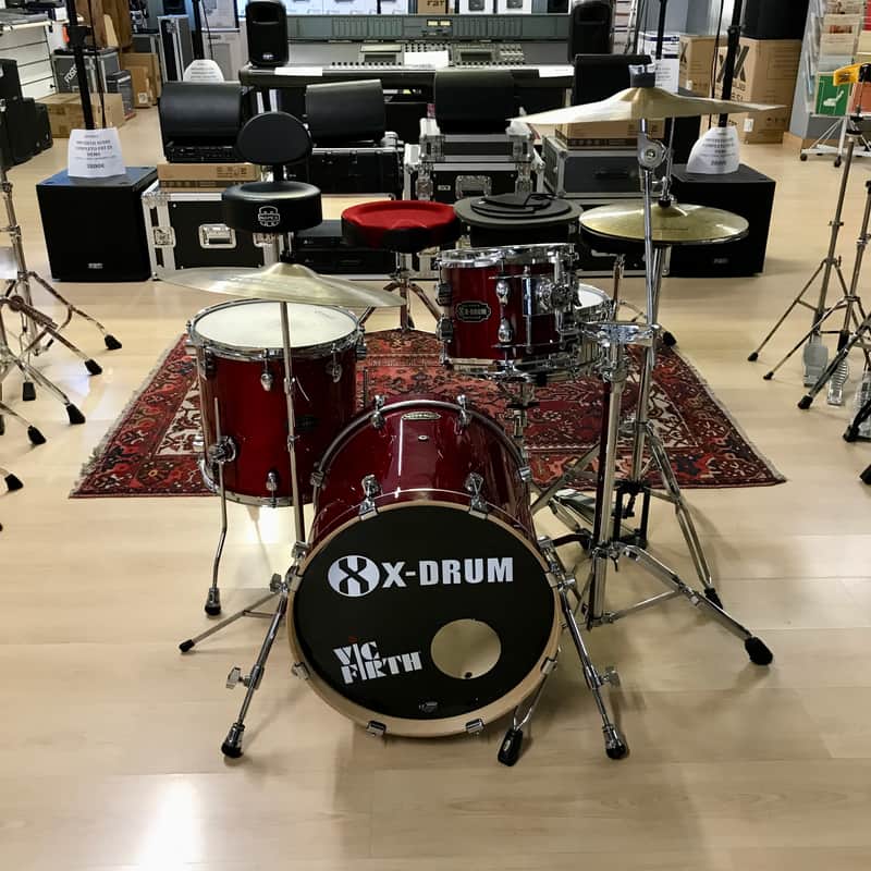 Xdrum Pro Stage Kit 3 Pc All Maple + Dixon Snare + Hardware + Cymbals - Red image 1