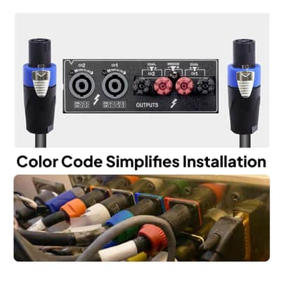 Pack of 2 Speakon Cables 3 Feet, 12 Gauge 4 Conductor Speak-On to Speak-On Cable for DJ Live Performance, Studio, Stage Wire with Twist Lock (1pc Blue & 1pc Orange) image 2