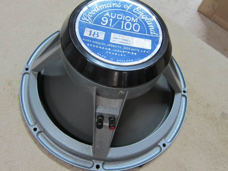 Goodmans Audiom 91/100 18" Vintage Woofer, Alnico Magnet Cast Frame, 8 ohms, Ex Condition, 100 Watts, Made in England 1960s - Blue / Gray image 1