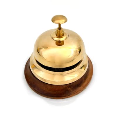 The Ventiano Brass Desk Bell with Wooden Base for Reception Call Bell Ideal for Hotels, Schools and Restaurants image 2