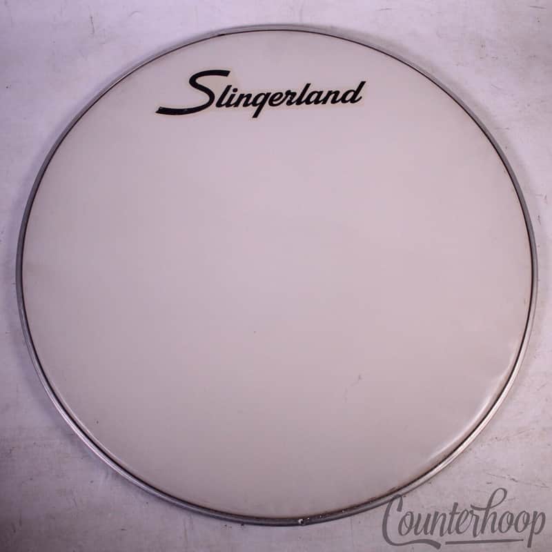Slingerland 22"Bass Drum Head White Plastic Vintage 60s Script Logo Resonant USA image 1