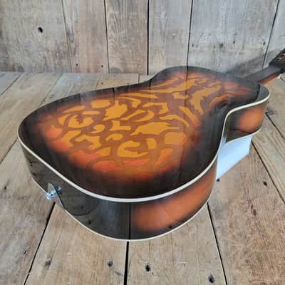 Dobro Model 66B Squareneck Resonator 1985 Sandblasted Birch With Case - Sunburst sandblasted French Scroll design image 17