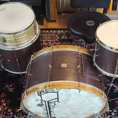 Ludwig Vintage 4pc Drum Set 1920’s - Mahogany Brass image 2