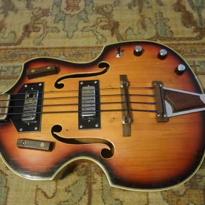 Teisco, Apollo, Hofner Violin Franken-Beatle Bass with Scroll Headstock image 3