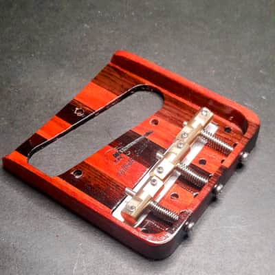 Hillbilly Guitars Custom Bloodwood / Rosewood Telecaster Bridge w Brass Comp Saddles image 3