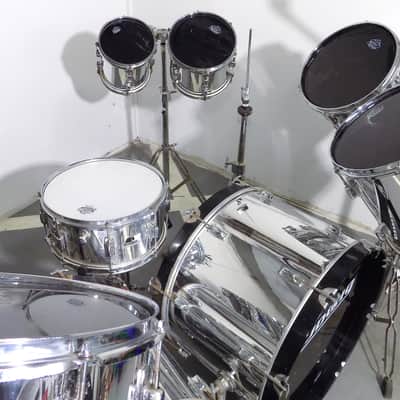 1988 Ludwig Rockers Power Plus LR-2220-RM 11 Piece Chrome over Maple Kit w/ Stands & Pedals image 3