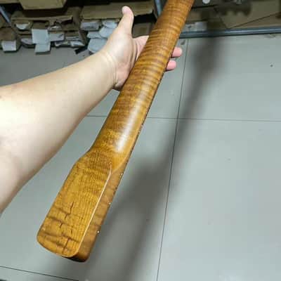 5-string electric bass neck jazz bass stainless steel 20 frets Roasted flame Maple guitar neck 34inch hole 18mm Pearl block image 3