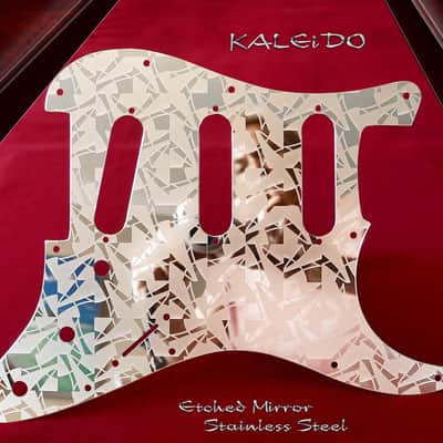 'Kaleido' Pickguard Fender SSS Stratocaster Etched Polished Mirror Metal Chrome Strat Guard image 1