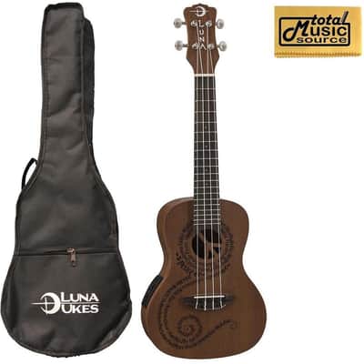 Luna Mahogany Series Maluhia Peace Acoustic-Electric Concert Ukulele W/Gigbag & PC, UKE MALU EL PC image 1