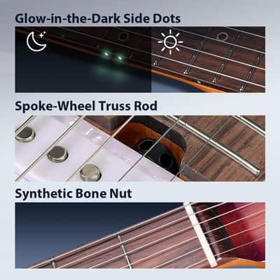 WINZZ WGS150 North American Alder Body With Roasted Maple Neck Electric Guitar,Cherry Red image 4