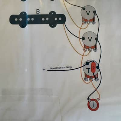 Fender Jazz Bass wiring harness (two volume and one tone) Bumblebee 0.047uF paper in oil capacitor image 5