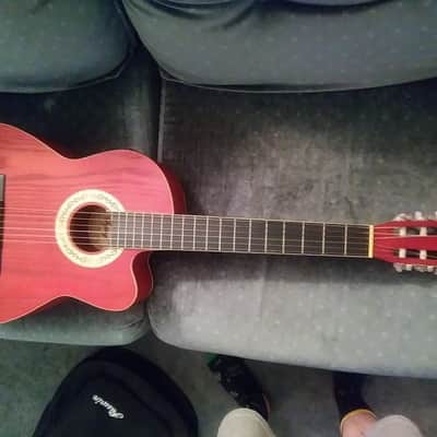 Sojing Electric/Acoustic Classical Guitar Cherry Matte Finish - New image 14