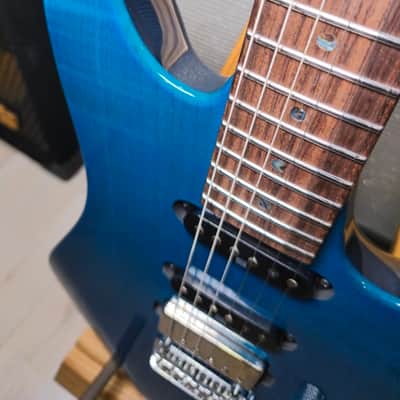 Signed Ibanez MM1-TAB Martin Miller Signature with Roasted Maple Neck 2010s - Transparent Aqua Blue Signed by Martin Miller imagen 12