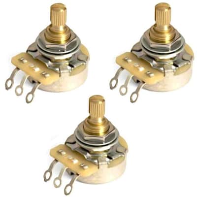 CTS 250K Audio Taper Pro Guitar Pots w/ Brass Shaft (3)