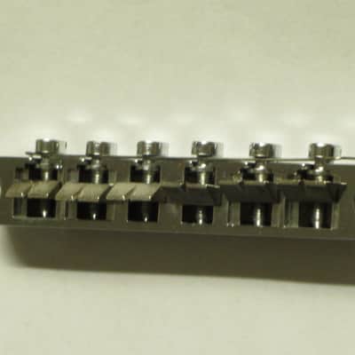 lightly used Epiphone B-2 metric ABR-1 vintage style bridge, wired,  CHROME, large posts mounting pieces (NO anchors) 1990s/2000s (for some import guitars that use this style bridge) will NOT fit on Gibson - mounting holes are too big image 7
