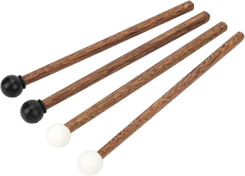 Drum Stick Steel Drum Mallet, 4Pcs Steel Tongue Drum Mallet Children's Rubber Drumstick, Percussion Rubber Drum Stick with Wood Handle 6.5 Inches for Kids image 1