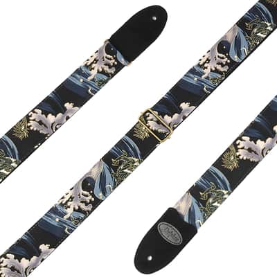 Guitar Strap with 2 Strap Locks & Strap Button, Dragon Guitar Strap Cool Designed Shoulder Strap with Suede Leather Ends for Bass, Acoustic & Electric Guitar (Black Gold Dragon) image 5