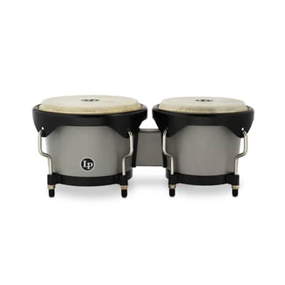 Latin Percussion 6 1/4-Inch and 7 1/4-Inch Bongos with Carrying Bag and Tuning Wrench (Slate Grey) image 2