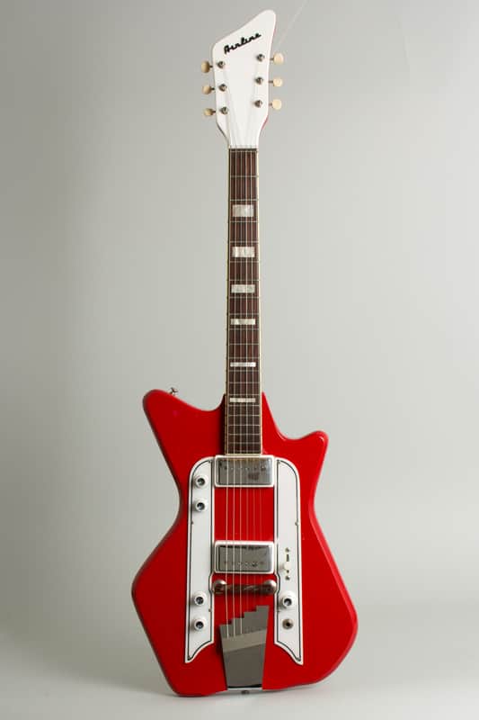 Airline  Model 7244 Solid Body Electric Guitar (1964), ser. #G36719, black hard shell case. - Excellent
