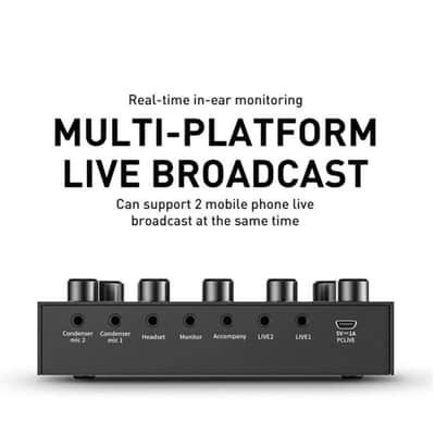 V8S Sound Card – Live Broadcast Audio Mixer for Studio Singing, Streaming & Karaoke image 6
