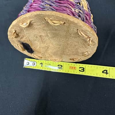 Authentic Caxixi, 5.5" x 3.75"", Colorful Rattan Woven, Dried Gourd Bottom - EXCELLENT image 2