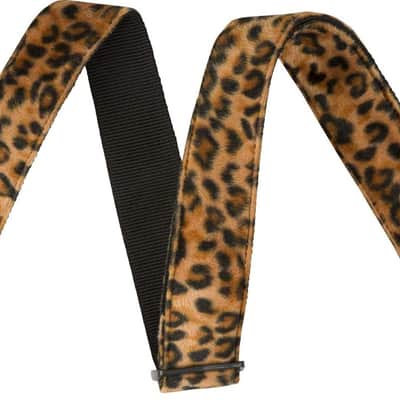 Fender Wild Animal Print Guitar Strap, Guitar Accessories, Adjustable Length from 34" to 59", Leather Ends, 2in, Leopard