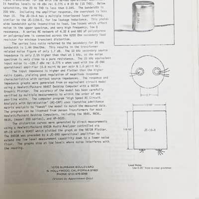 Jensen JE-16-B Microphone Input Transformer 1980's image 4