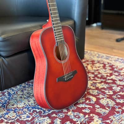 Jay Turser JTA52 1/2 Acoustic Guitar Dreadnought - Blackwood Fingerboard, Red Sun image 3