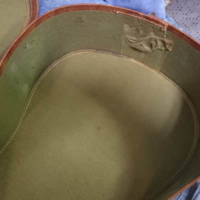 Vintage RARE 1955 Tan Green Geib Soft Shell Acoustic Guitar Case Leather Handle Gibson Epiphone Archtop Flattop image 9