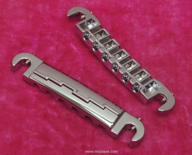 MojoAxe Lightning-Bolt Wraparound Bridge, CHROME for Vintage Gibson SG Junior, Melody Maker, Firebird image 1