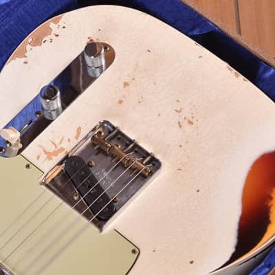 Fender Custom Shop Telecaster 1960 Heavy Relic Aged Olympic White Over 3 Color Sunburst 2024 image 3