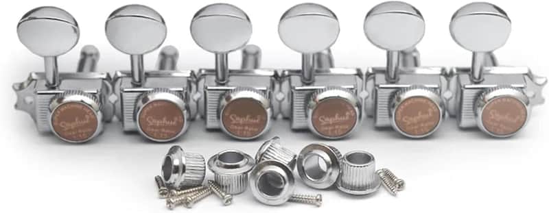 for 6 Inline 1:15 Guitar Lock String Tuners Vintage Guitar Locking Tuning Pegs Machine Heads for Electric or Acoustic Guitar(Chrome) image 1