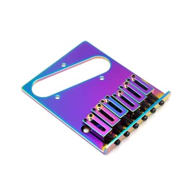 KD By AxLabs Tele®-style Bridge - 6-Saddle, String-Through-Body, 4-Screw Mount - Burnt Chrome image 1