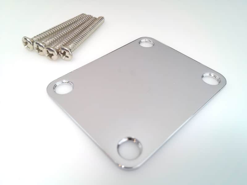 True Custom Shop® CHROME Gotoh Neck Plate & Screws for Fender Strat & Tele image 1