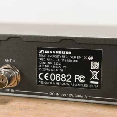 Sennheiser EM 100 G3 Wireless Receiver - 516-558 MHz (NO POWER SUPPLY) CG01234 image 8