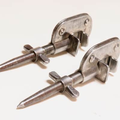 Leedy Bass Drum Spurs, Nickel Plated, Traps Era - 1913 / INSPECTED & TESTED image 2