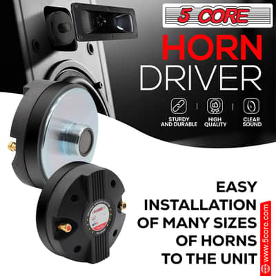 5 CORE Horn Speaker Tweeter Compression Driver 1.75 Inch Titanium Voice Coil 220W Peak 8 Ohm 110 Watts RMS Loud 105dB 18 Oz 110mm Magnet- Screw-on Thr image 17