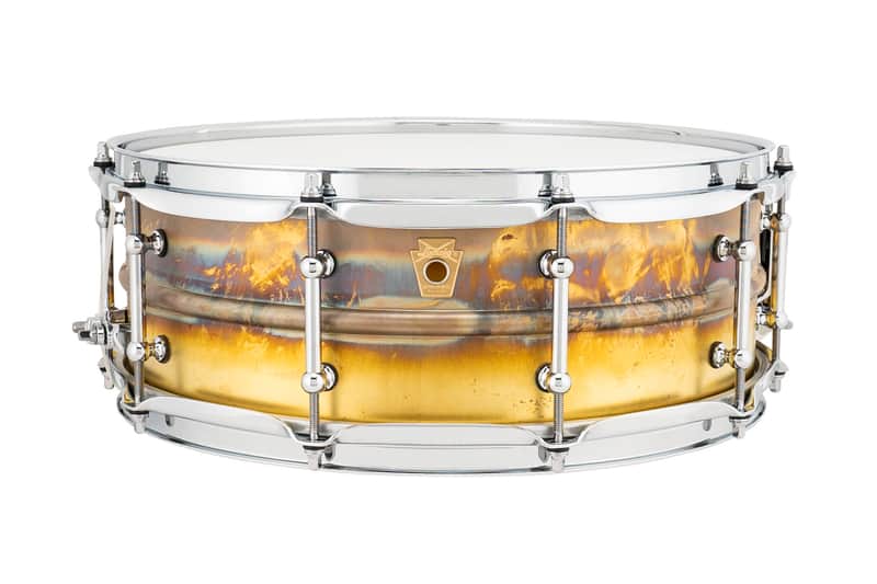 Ludwig 5x14" Raw Brass Snare Drum Tube Lugs Smooth Texture Patina Finish | Made in the USA | Authorized Dealer image 1