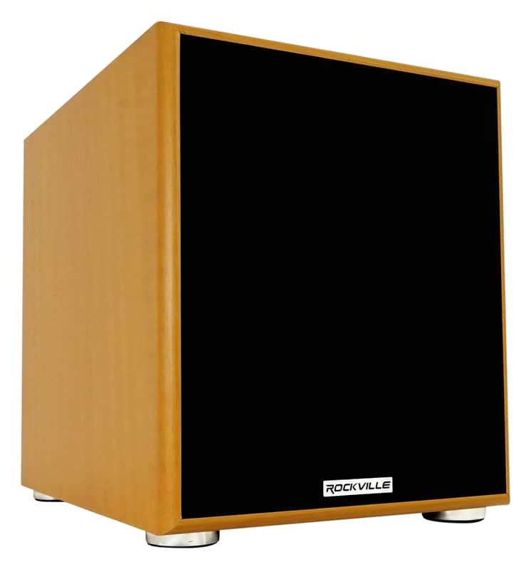 Rockville Rock Shaker 10" Inch Wood 600w Powered Home Theater Subwoofer Sub image 1