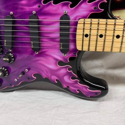 Squier by Fender MIJ Made In Japan Stratocaster Guitar with Floyd Rose + EMGs Upgrades + Case 1985 - 1986 - Black / Maple neck image 6