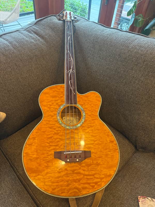 Michael Kelly Dragonfly Fretless Acoustic Bass 4 String with Fishman Electronics Blond Quilted image 1