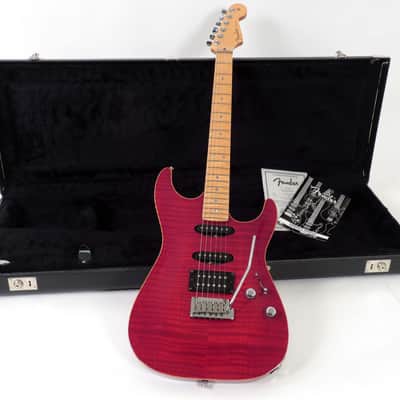 2000 Fender Showmaster FMT Custom Shop - Bing Cherry Transparent - Carved Flame Top Strat - COA and Case image 3