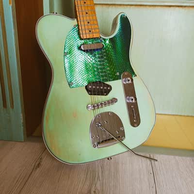 AVALAIBLE - The Surf Telemaster - Atomic Age Style Guitar - Relic Surf Green/Chrome/Reptile Crossover image 5